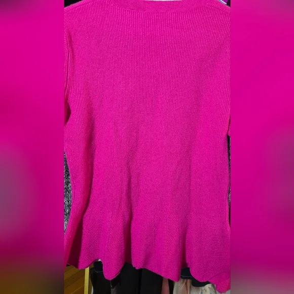Ted Baker London Wool Cashmere Pink Bell Sleeve Peplum Knit Sweater Top Sz 2 - Picture 5 of 6